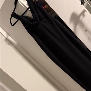 Stylish Black Maxi Dress Thick Lined Women Dress